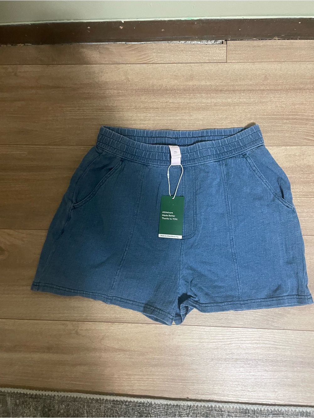 HALARA High-Waist Denim-Style Blue Lounge Shorts